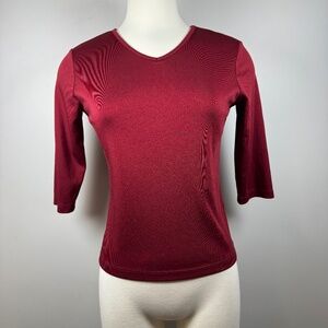 Brakeman Vintage Chic V-Neck Burgundy Blouse Small